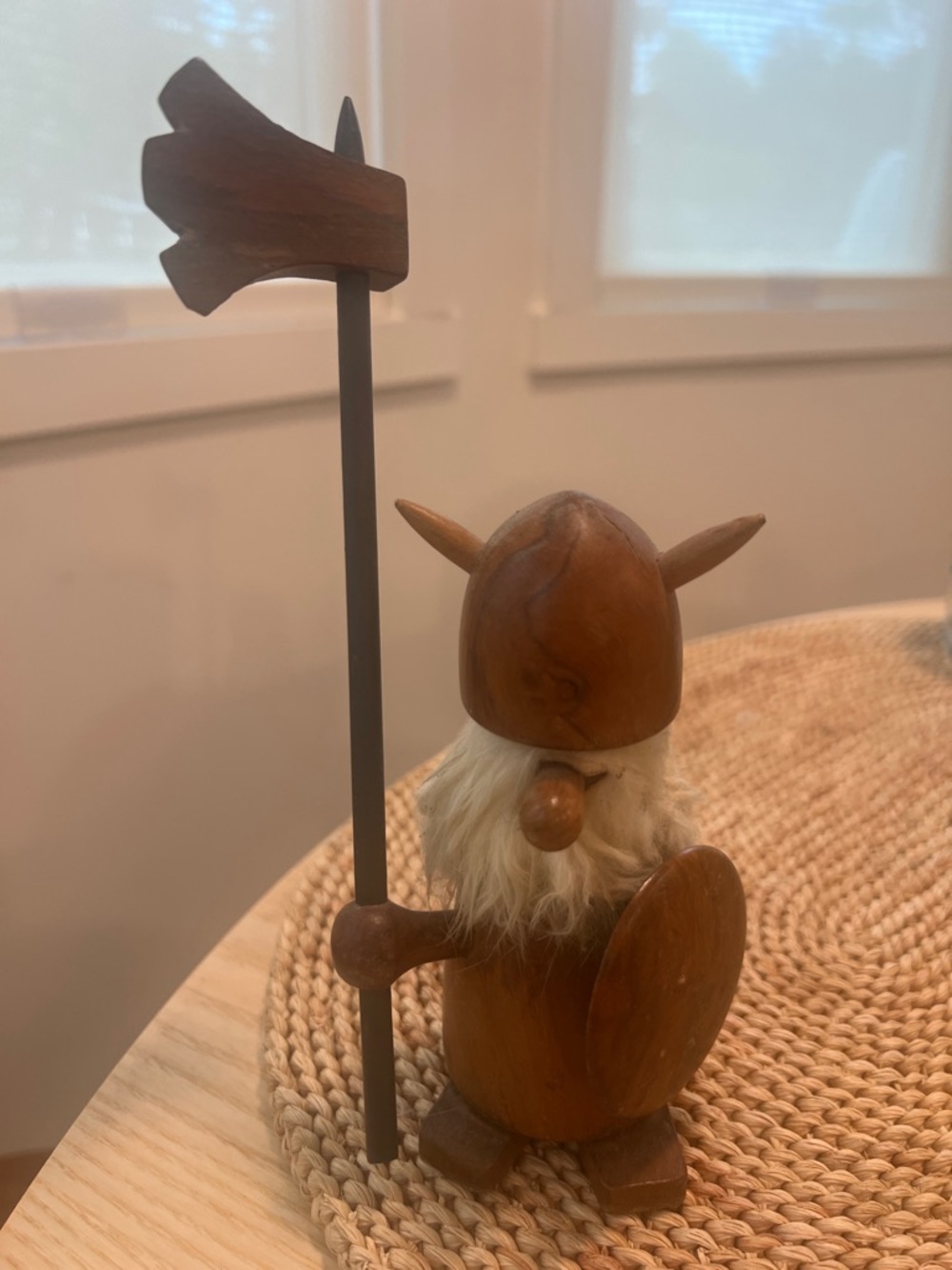 Oliv-Art Wooden Viking Sculpture Home Art - Natural Brown fur.